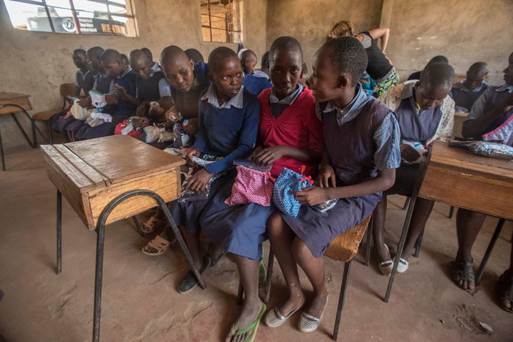 Girls at Kabariange Primary School Check Out Their New Pads-2